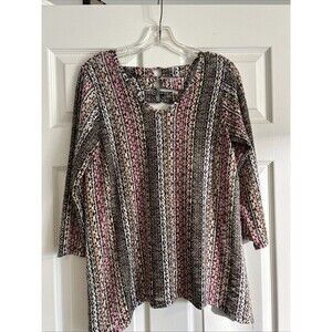 John Paul Richard pullover sweater size S 3/4 sleeve Knit Multi Color